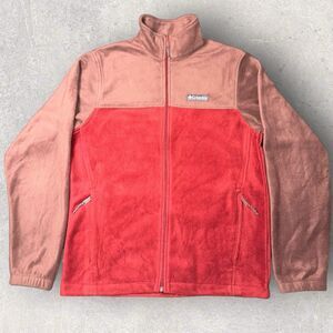 Columbia Men's Size M Brown Maroon Full Zip Zippered Pocket Fleece Sweater